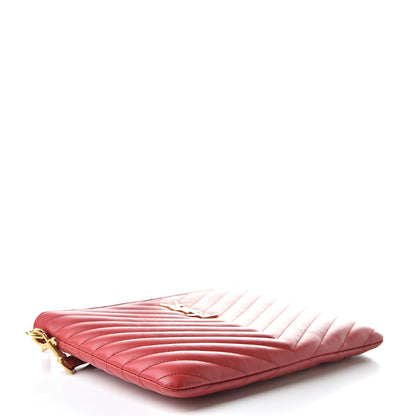 Saint Laurent Calfskin Matelasse Chevron Monogram A5 Wristlet Bandana Red 4 of 8