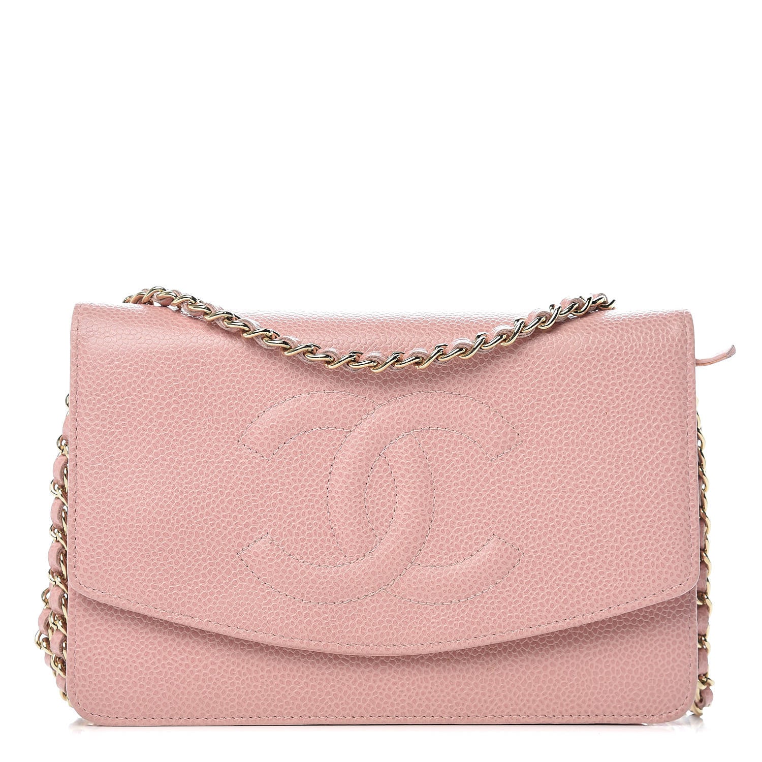 Chanel Caviar Timeless CC Wallet On Chain WOC Pink 2 of 10