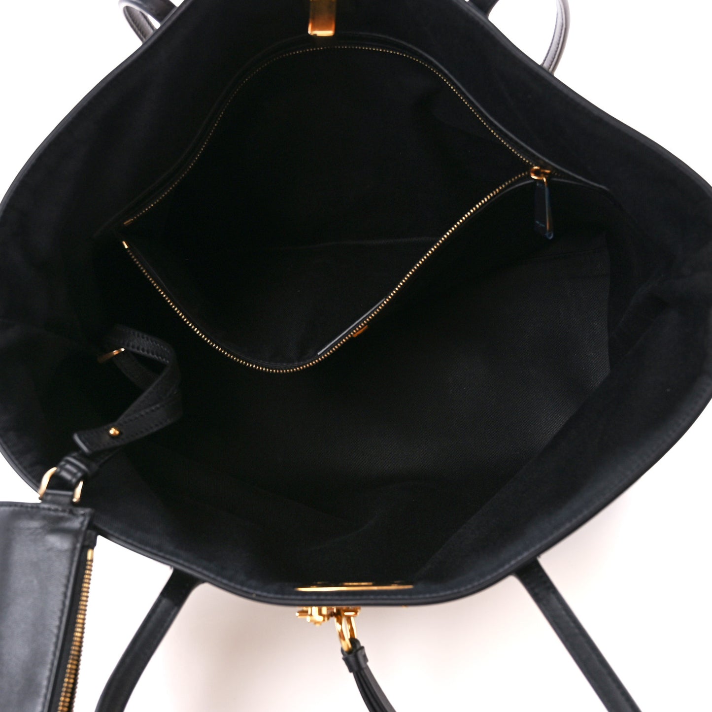 Woven Raffia Calfskin The Studio Tote Beige Black