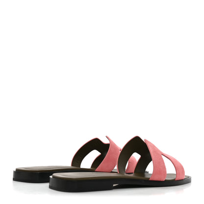 Hermes Suede Goatskin Oran Sandals 36.5 Rose Du Desert 5 of 7