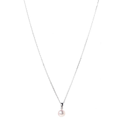 Mikimoto 18K White Gold Akoya Pearl 8mm Pendant Necklace 1 of 7