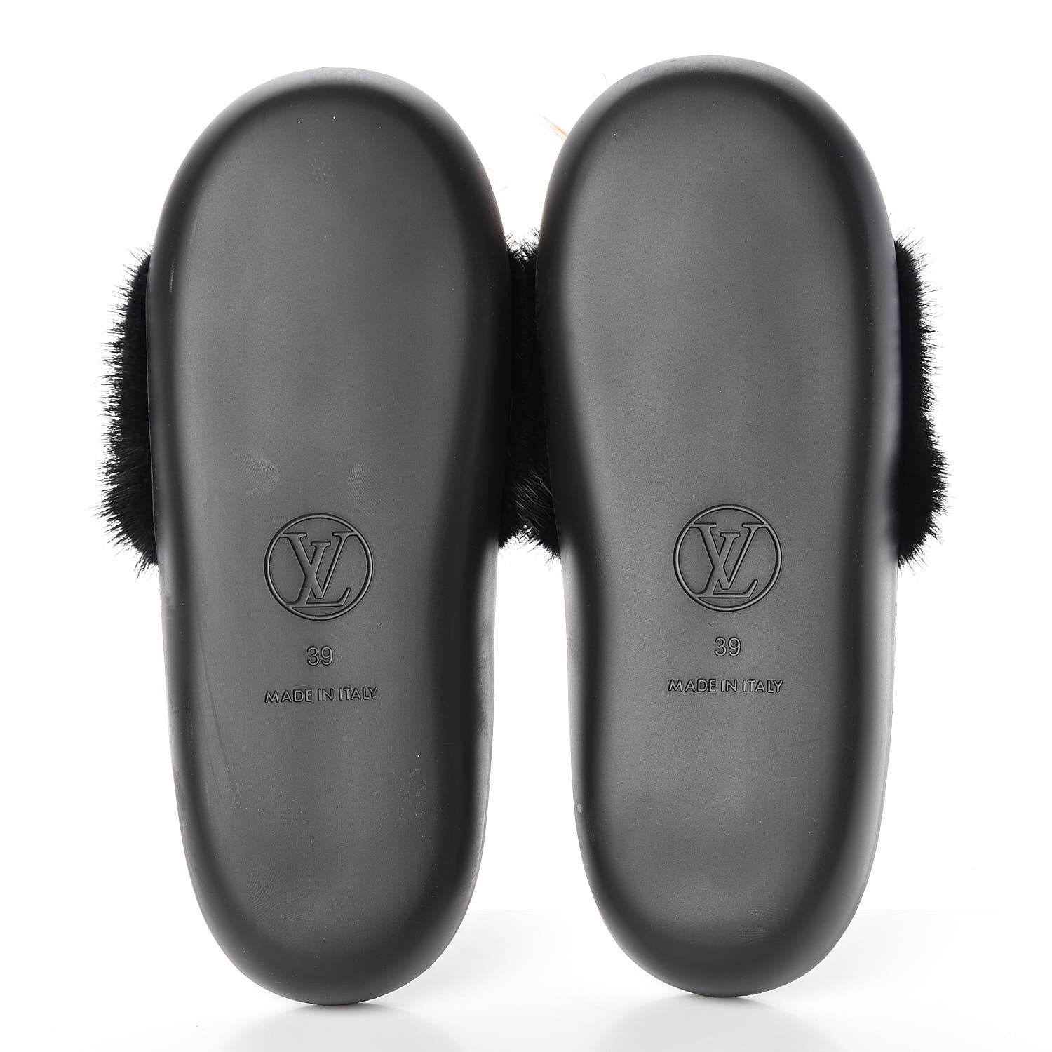 Louis Vuitton Mink Fox Fur Calfskin Puppet Mules 39 Beige Black 7 of 7
