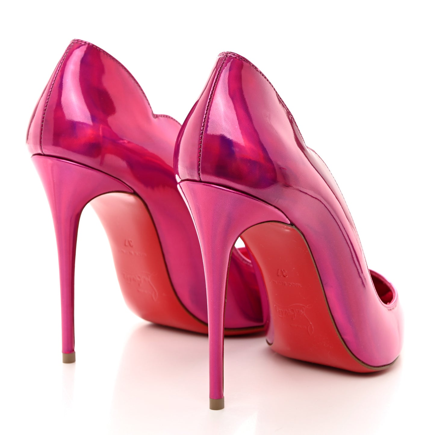 Metallic Patent Psychic Hot Chick Pumps 37 Fuxia