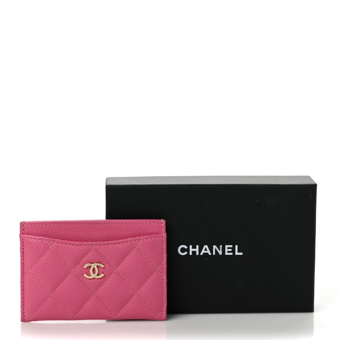 Caviar Quilted Card Holder Pink