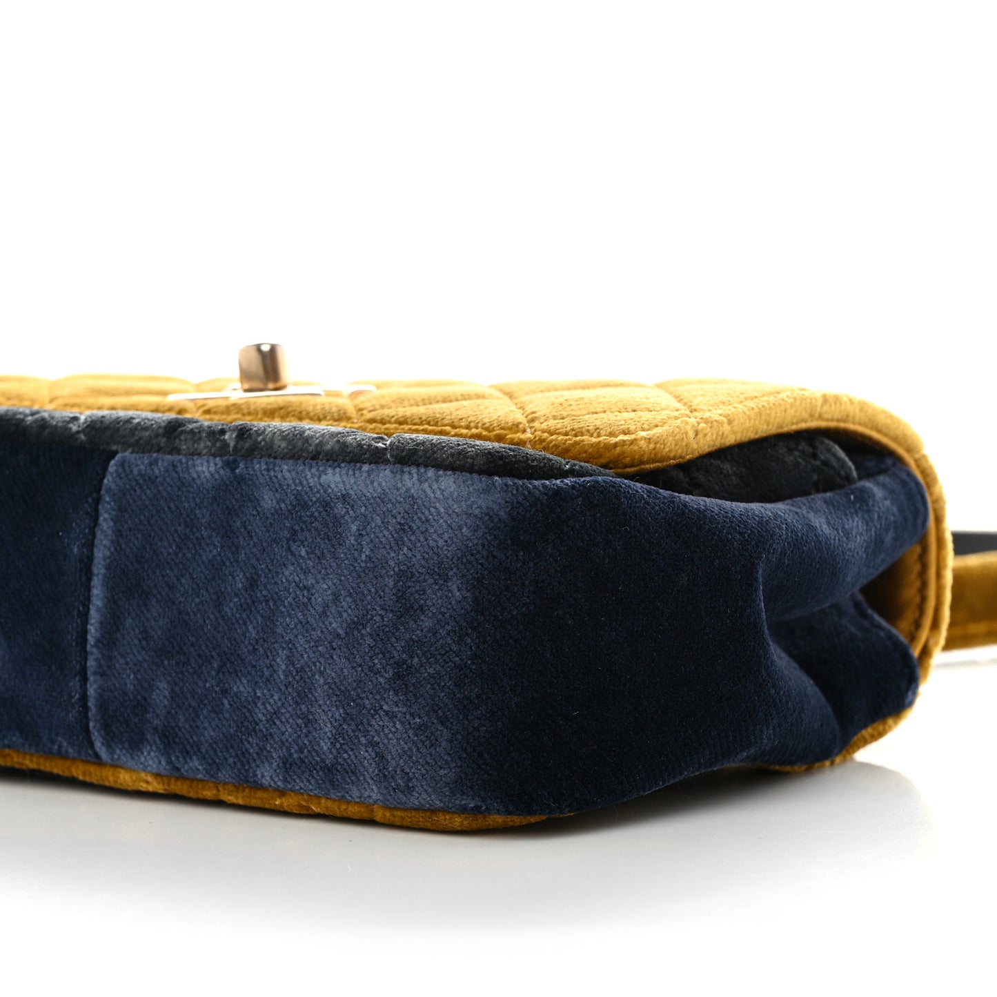 Velvet Quilted Small Flap Yellow Navy Charcoal