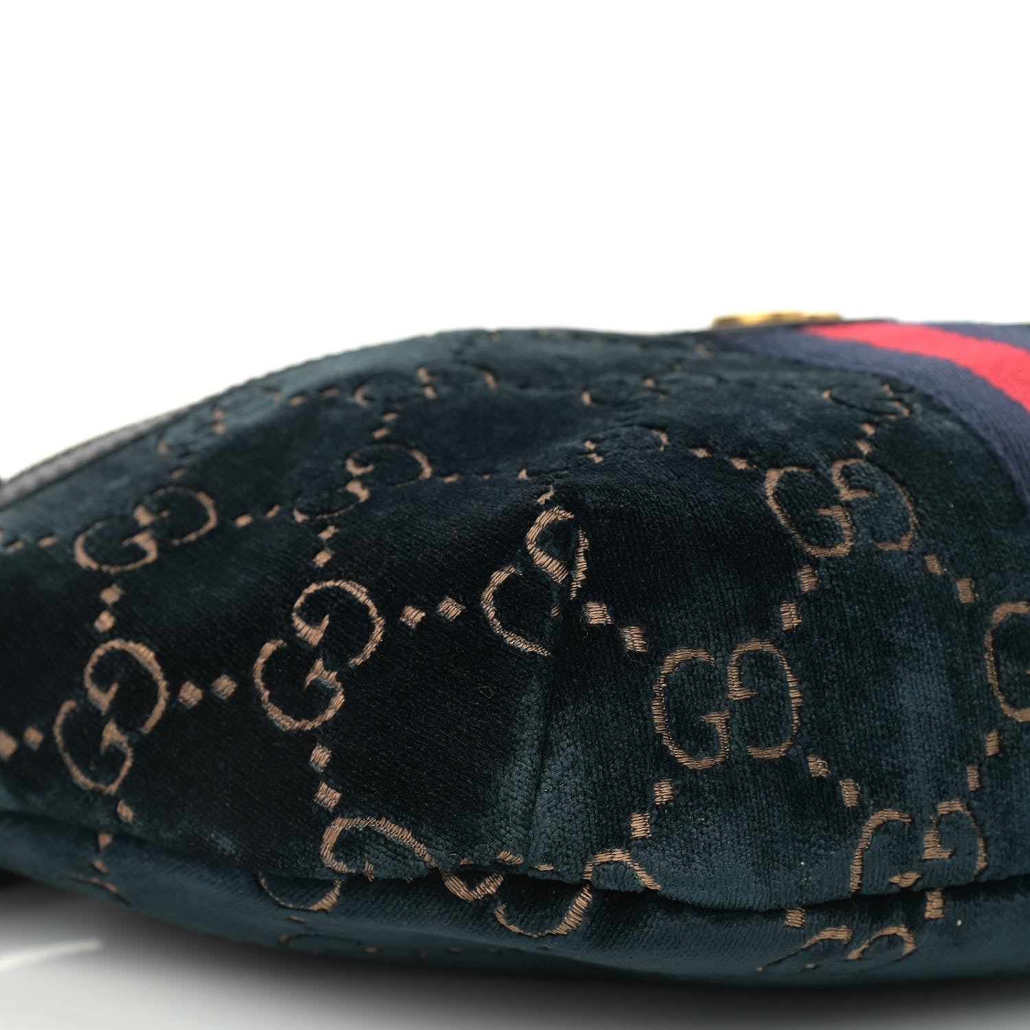 Gucci Velvet GG Monogram Web Belt Bag Blue Beige 9 of 13