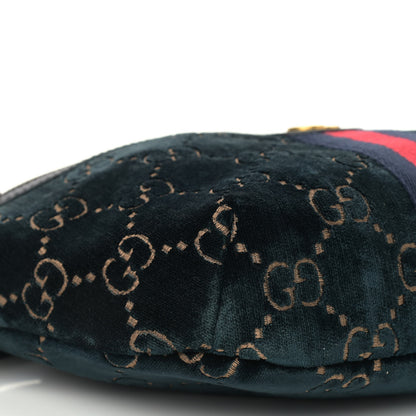 Gucci Velvet GG Monogram Web Belt Bag Blue Beige 9 of 13