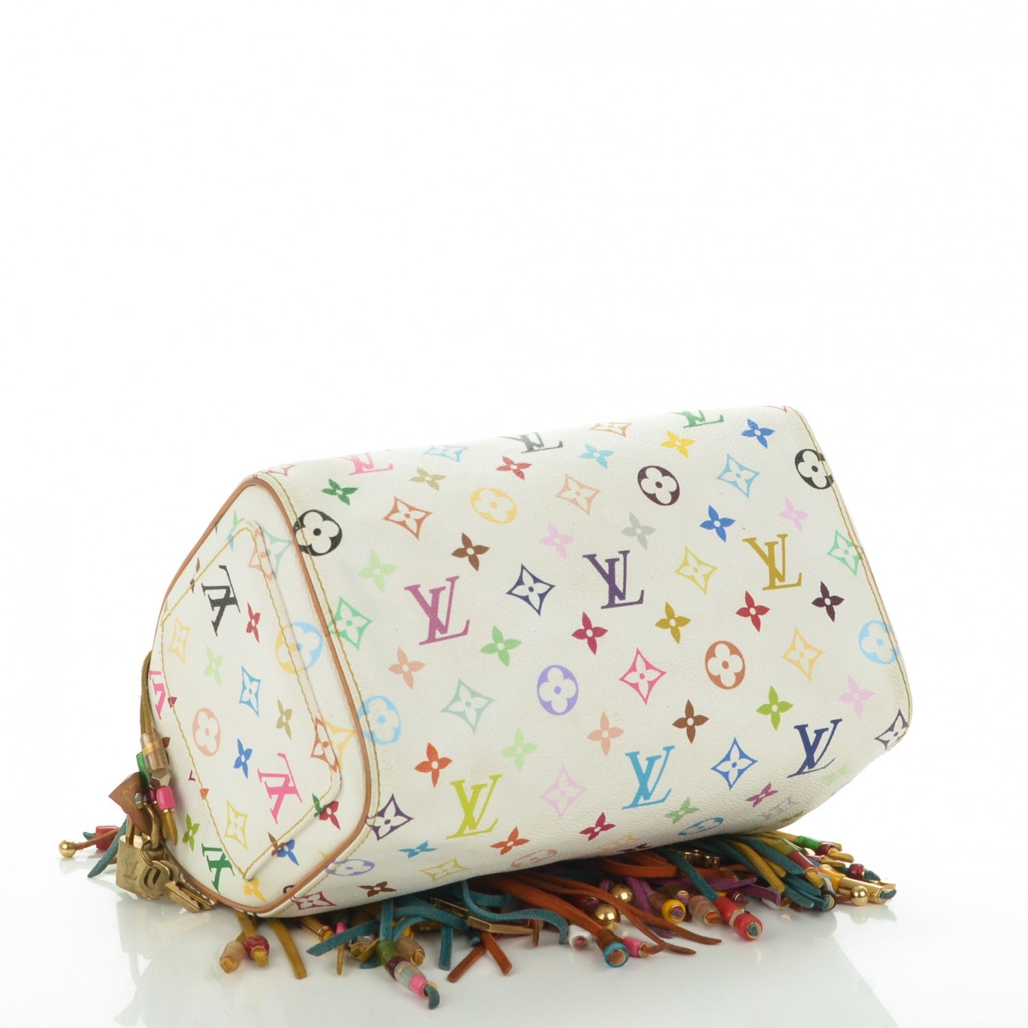 Louis Vuitton Monogram Multicolor Fringe Speedy 25 White 4 of 7