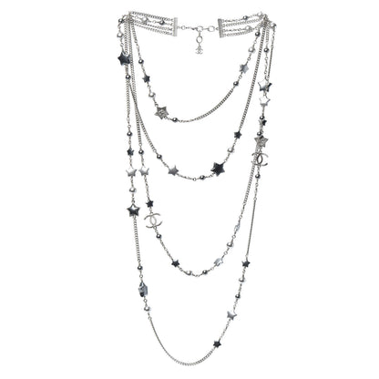 Chanel Resin Pearl Star CC Necklace Grey Silver 3 of 4
