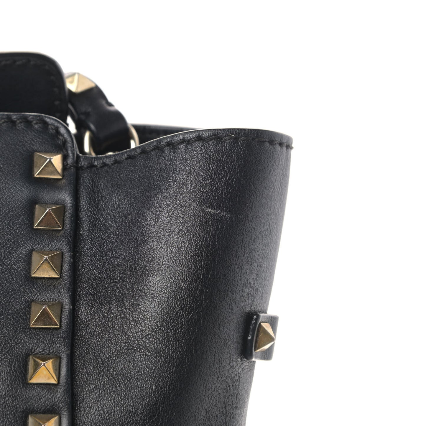 Vitello Rockstud Double Handle Tote Black