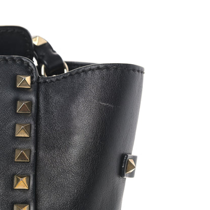 Valentino Garavani Vitello Rockstud Double Handle Tote Black 5 of 6