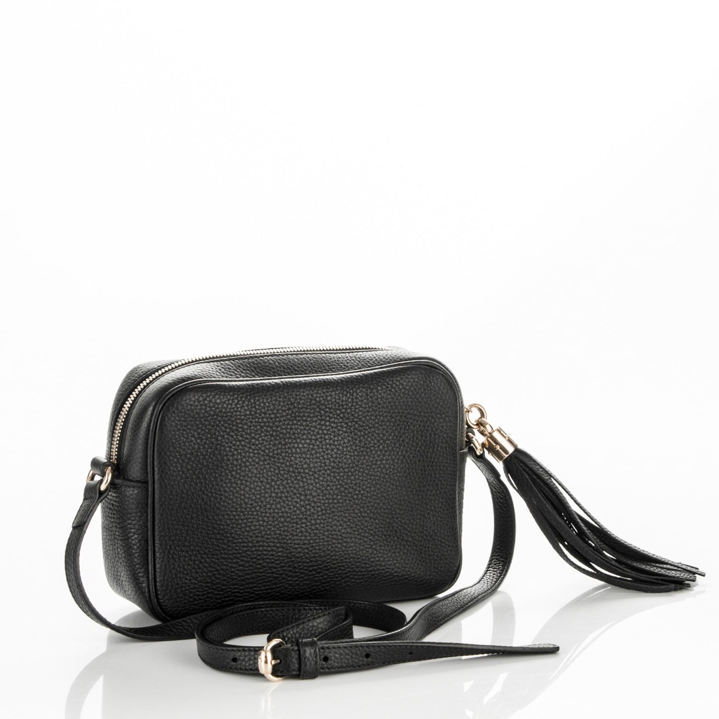 Pebbled Calfskin Small Soho Disco Bag Black
