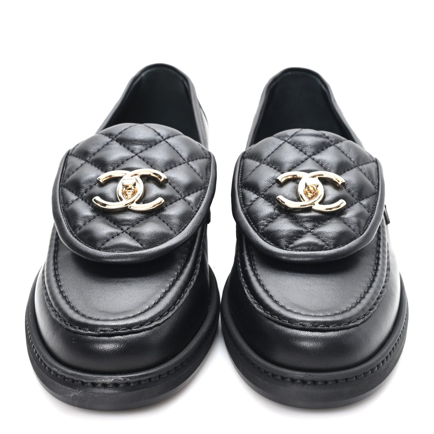 Lambskin Quilted CC Turnlock Loafers 38.5 Black