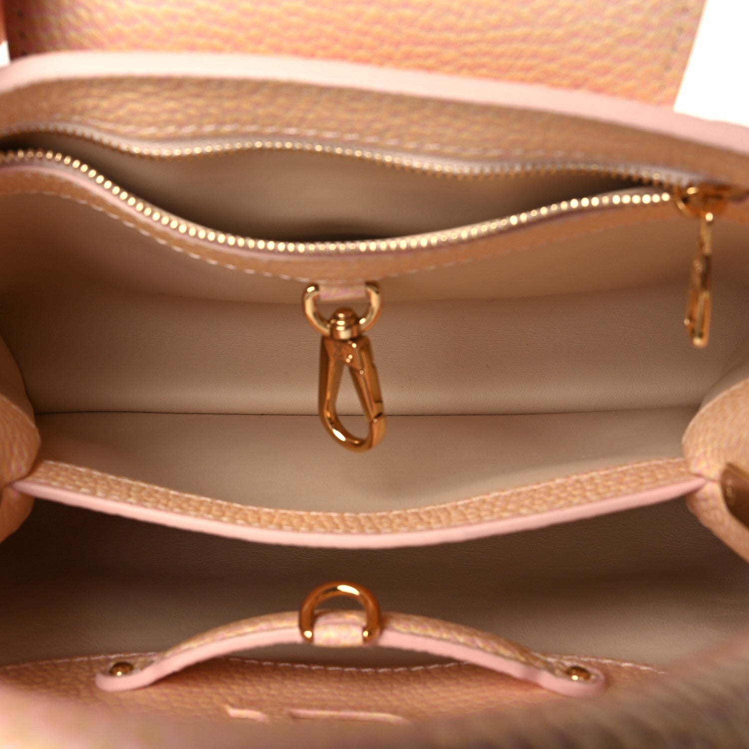 Louis Vuitton Metallic Taurillon Seashell Capucines BB Pink Yellow 4 of 8