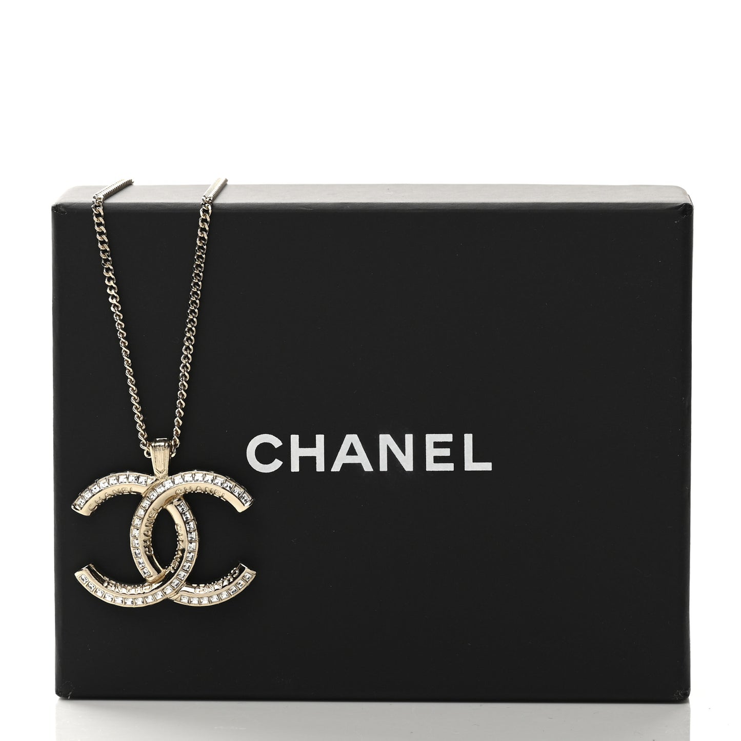 Crystal CC Chain Necklace Gold