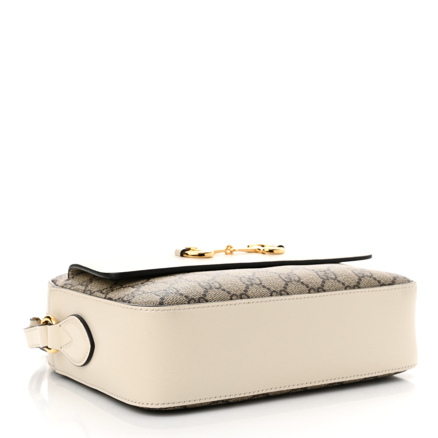 GG Supreme Monogram Small Horsebit 1955 Shoulder Bag Beige Mystic White