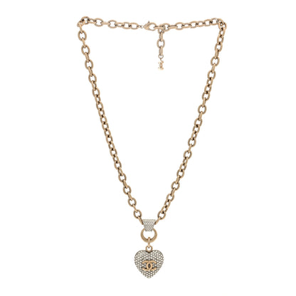 Chanel Crystal Heart CC Necklace Gold 3 of 5