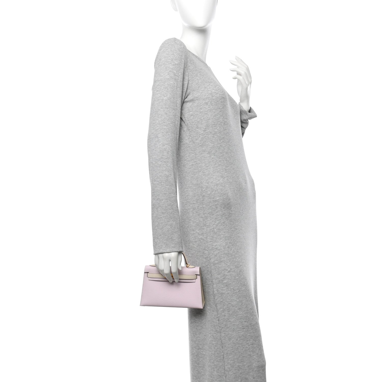 Hermes Epsom Horseshoe Mini Kelly Sellier 20 Mauve Pale Craie 2 of 11