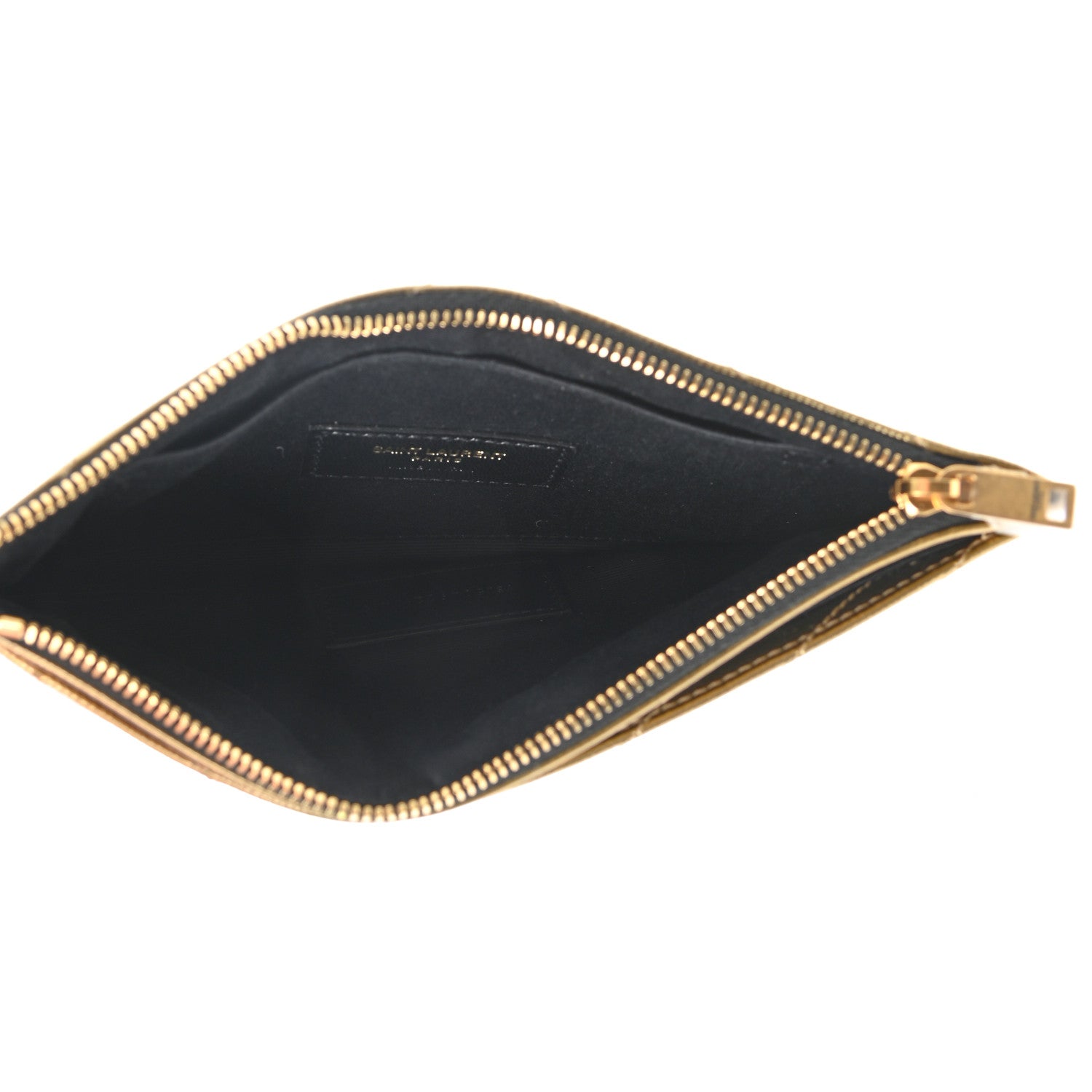 Saint Laurent Iridescent Grain De Poudre Matelasse Chevron Monogram Bill Pouch Gold 5 of 7