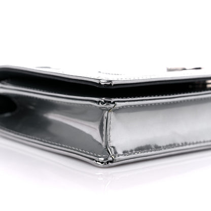 Christian Dior Metallic Patent Micro-Cannage Diorama Wallet on Chain Pouch Silver 7 of 12