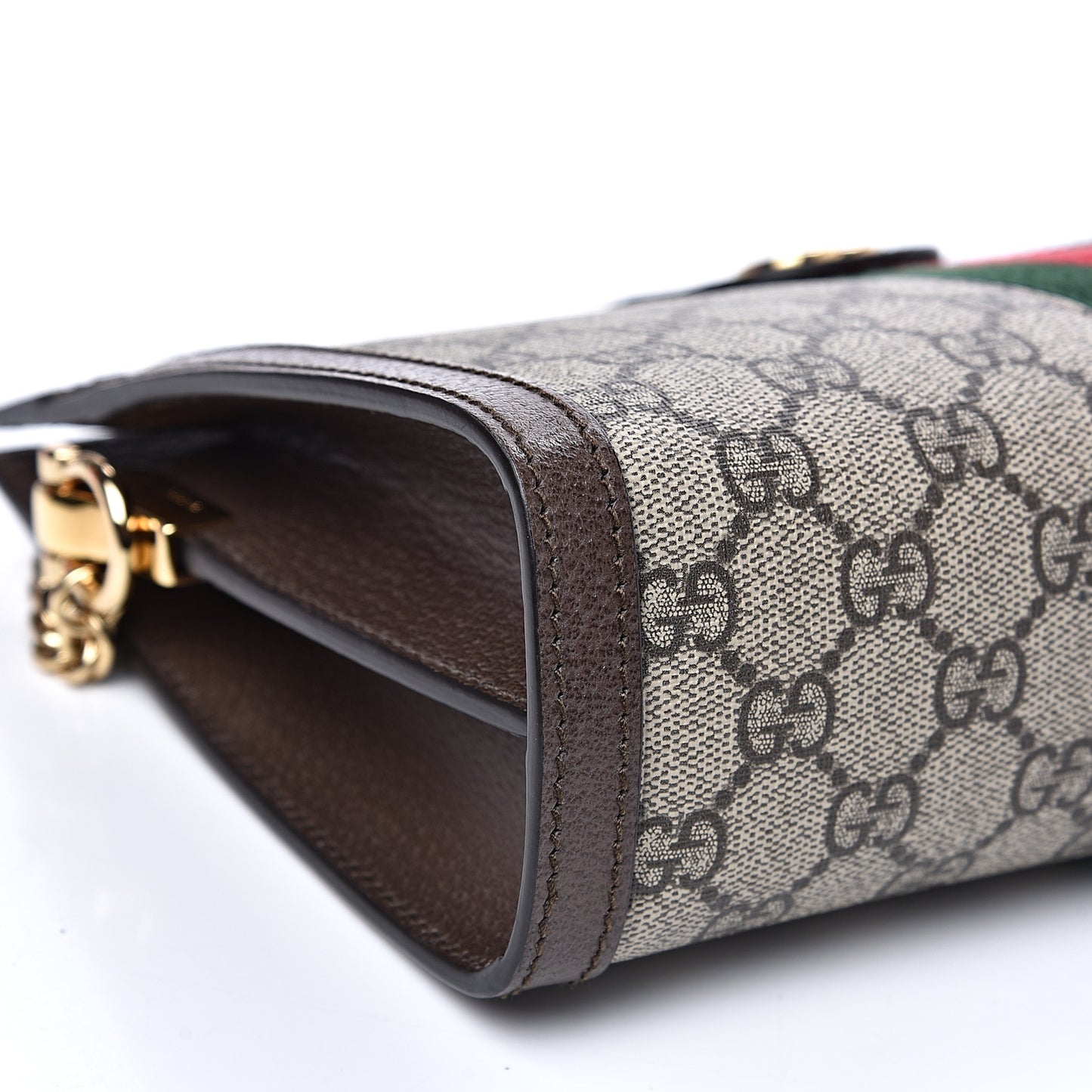 GG Supreme Monogram Web Small Ophidia Chain Shoulder Bag Brown
