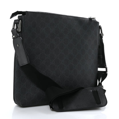 Gucci GG Supreme Monogram Crossbody Messenger Bag Black Grey 3 of 9