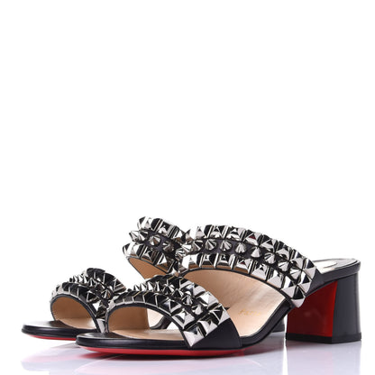 Christian Louboutin Calfskin Studded Tina Goes Mad 55 Slide Sandals 36.5 Black 3 of 11