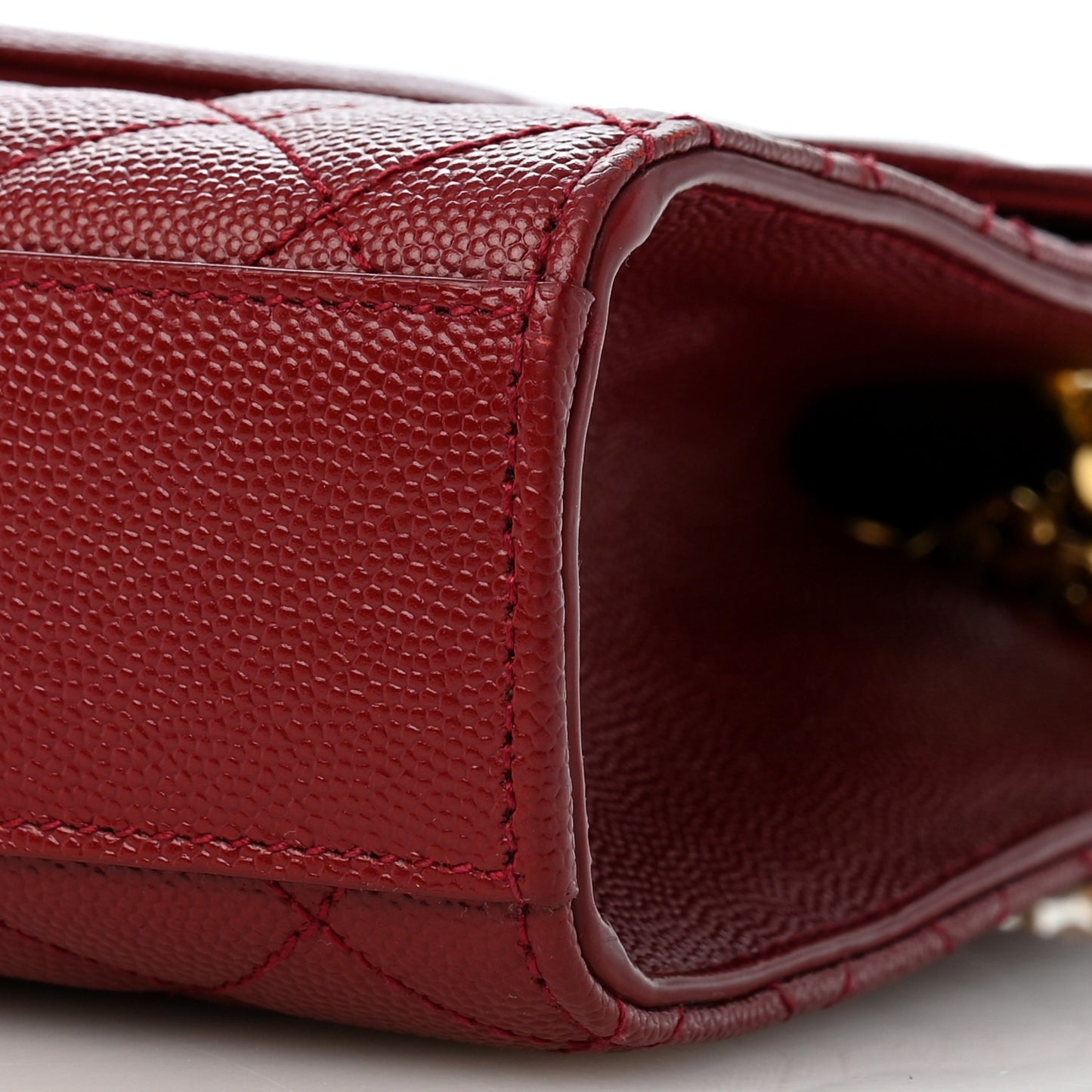 Grain De Poudre Textured Mixed Matelasse Triquilt Medium Monogram Satchel Oxblood