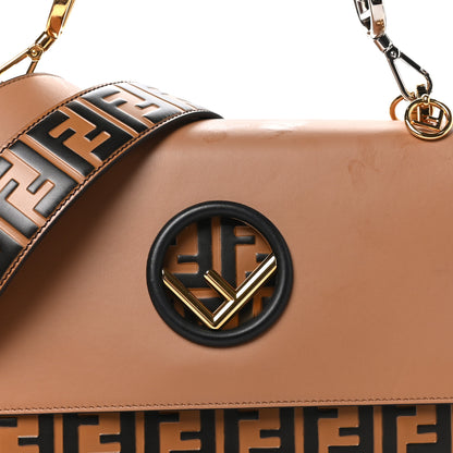 Fendi Vitello Century F is Fendi FF Embossed Kan I Shoulder Bag Orzo Tobacco 7 of 9