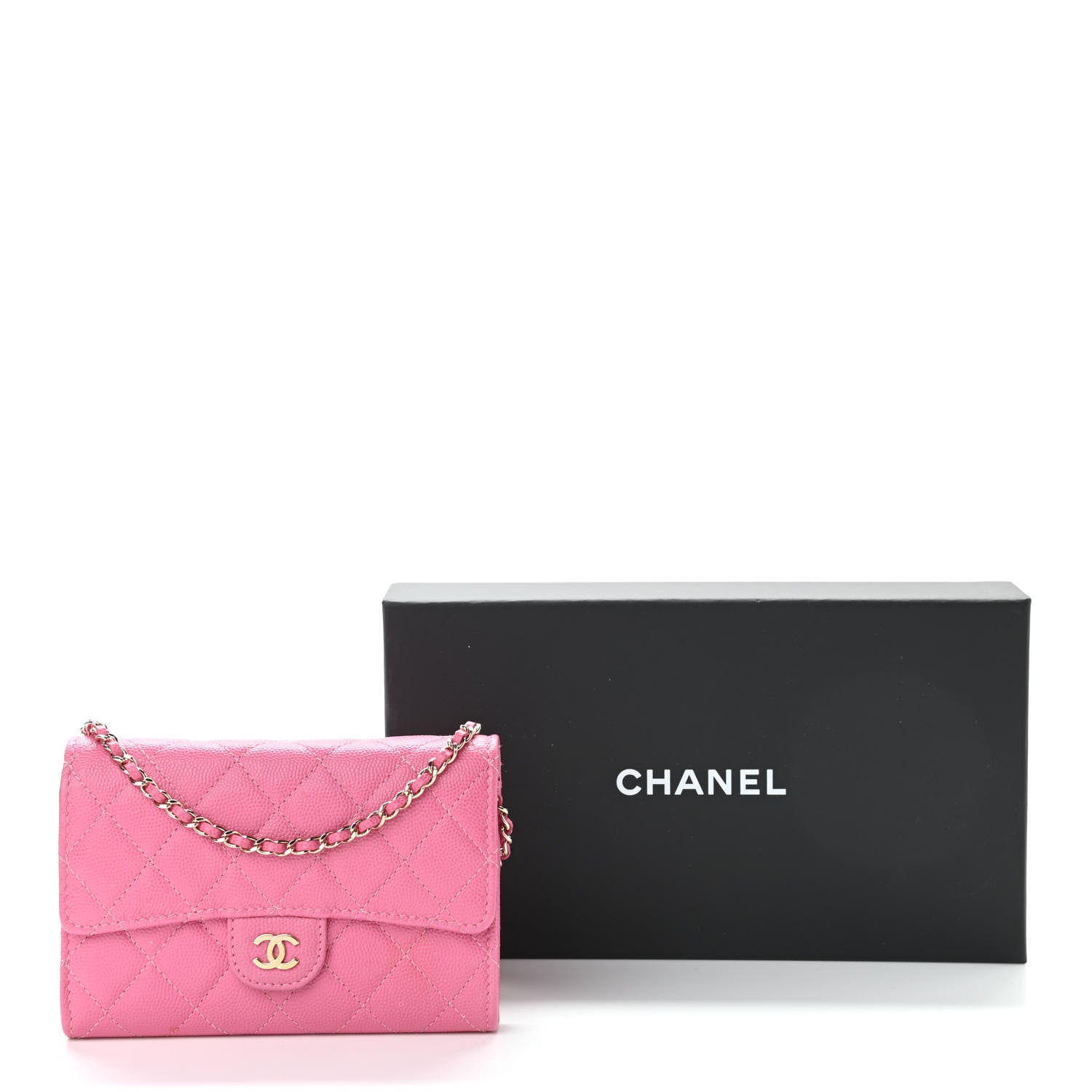 Chanel Caviar Quilted Flap Mini Wallet On Chain WOC Pink 11 of 11