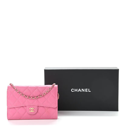 Chanel Caviar Quilted Flap Mini Wallet On Chain WOC Pink 11 of 11