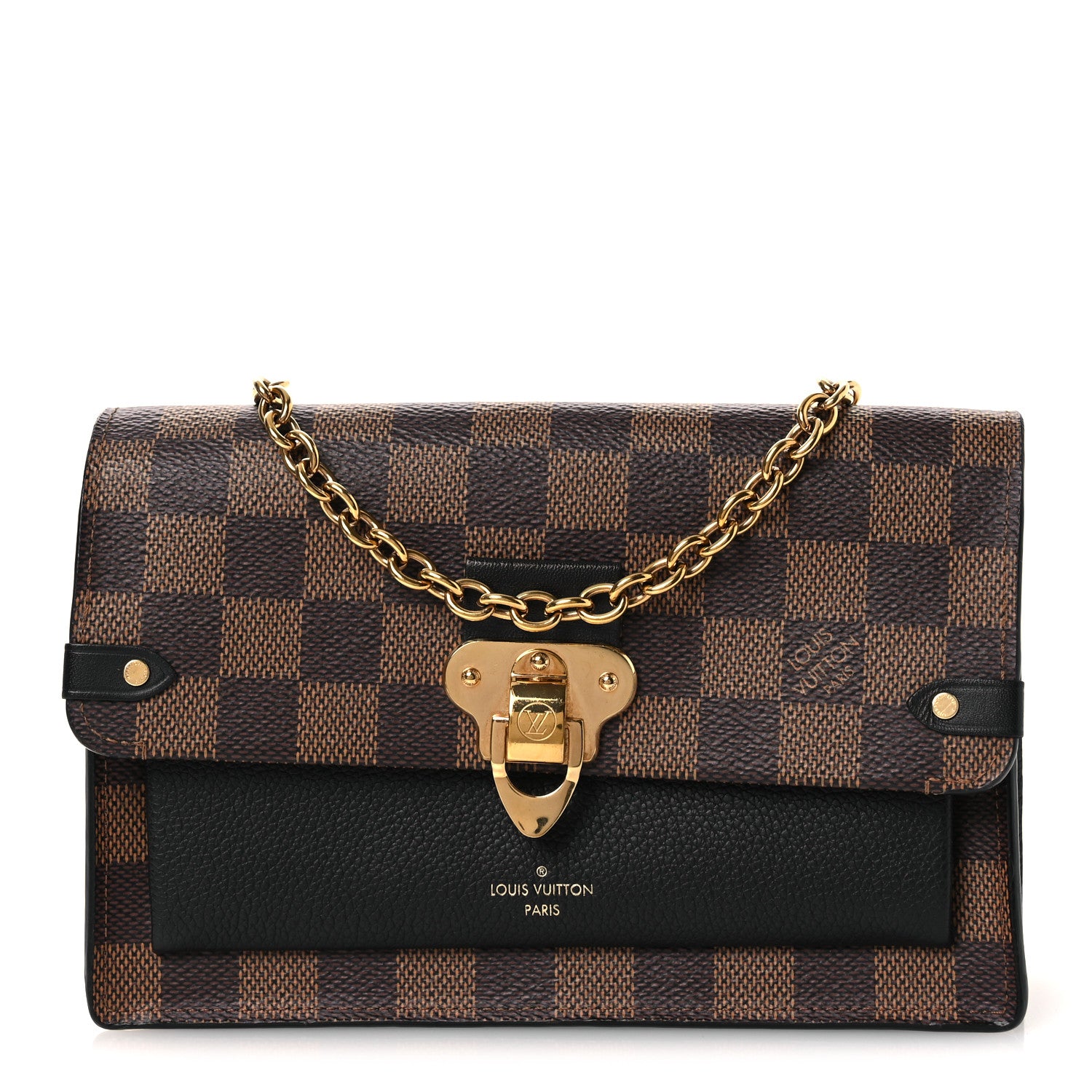 Louis Vuitton Damier Ebene Vavin Chain Wallet Black 1 of 12