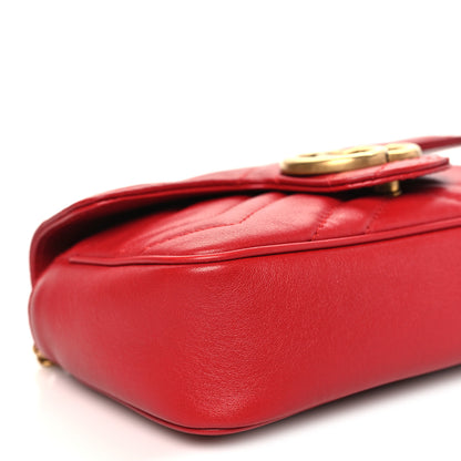 Gucci Calfskin Matelasse Super Mini GG Marmont Shoulder Bag Hibiscus Red 9 of 11