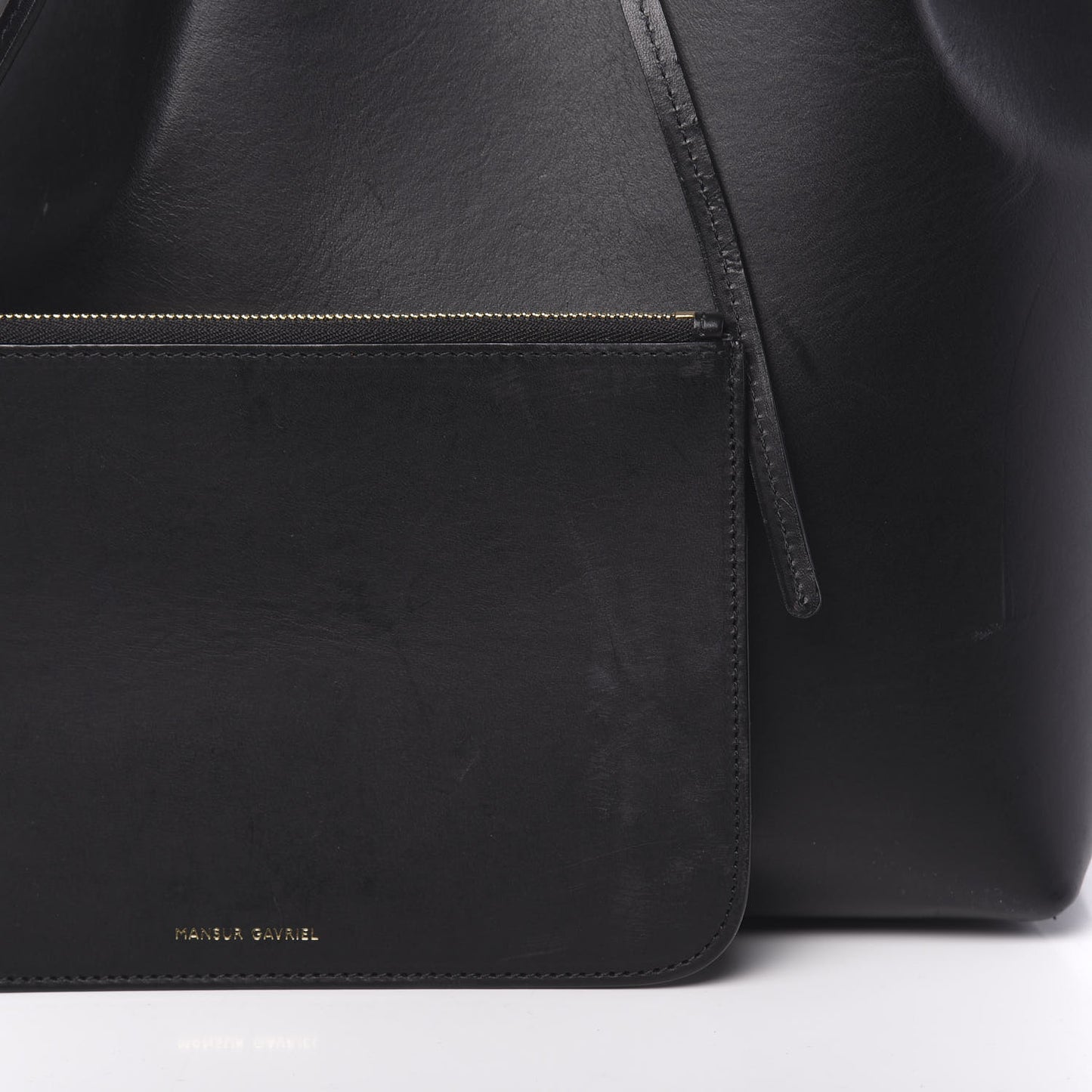 Vegetable Tanned Calfskin Bucket Bag Black Argento