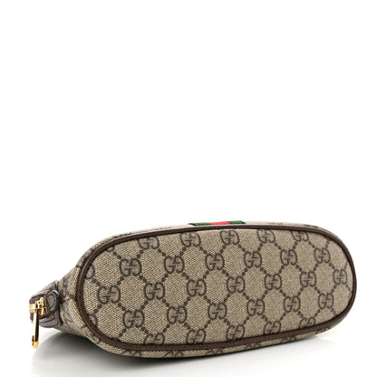 Gucci GG Supreme Monogram Textured Calfskin Web Large Ophidia Cosmetic Case Beige Ebony New Acero 4 of 12