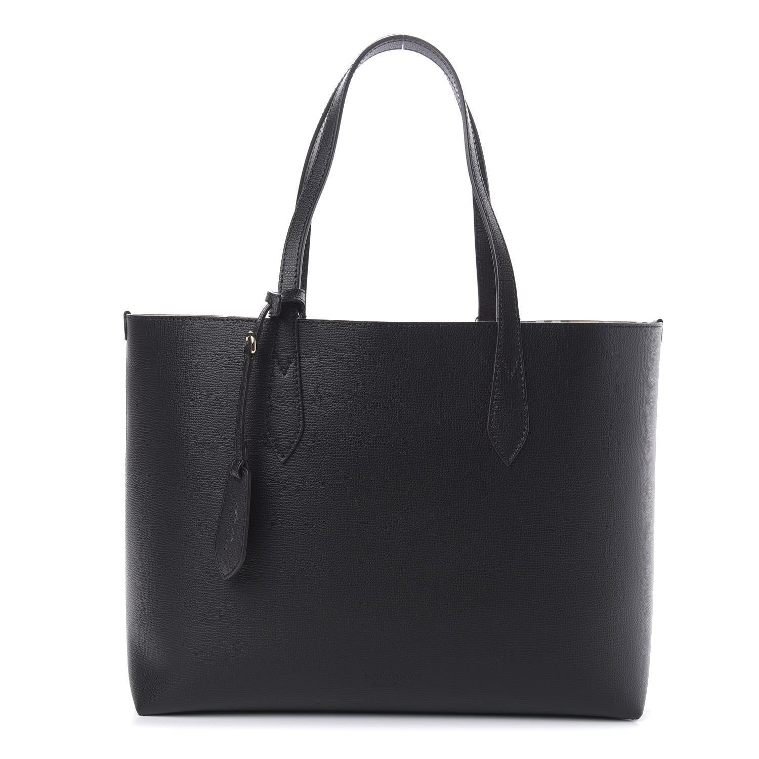 Burberry Grainy Calfskin Haymarket Check Medium Reversible Tote Black 1 of 14