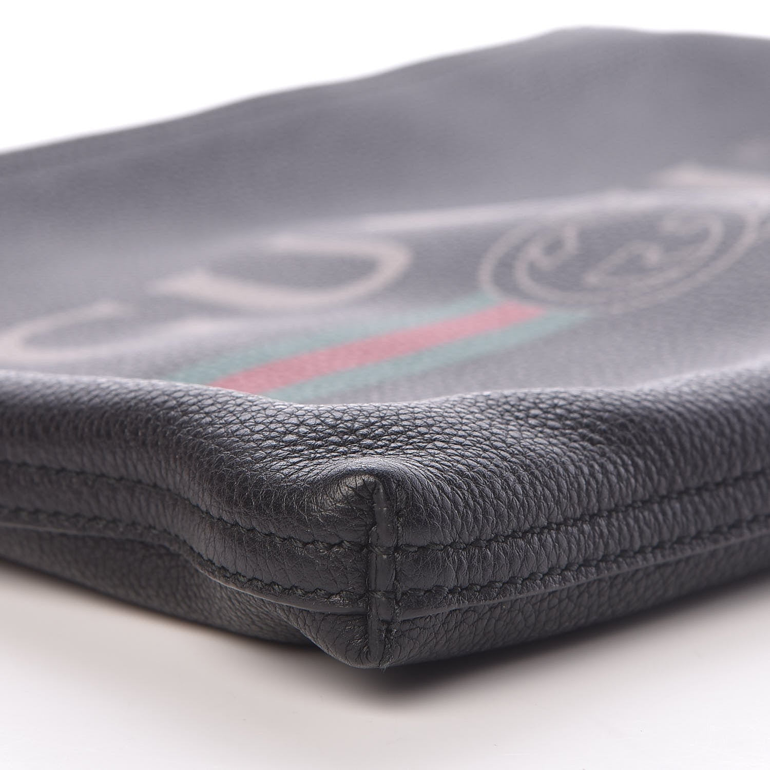 Gucci Pebbled Calfskin Medium Logo Portfolio Clutch Black 8 of 9