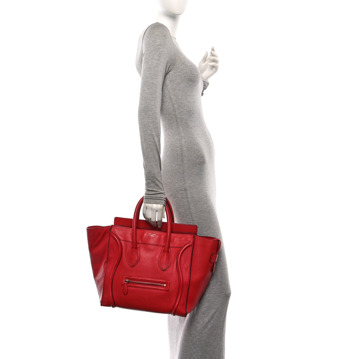 Drummed Calfskin Mini Luggage Coquelicot