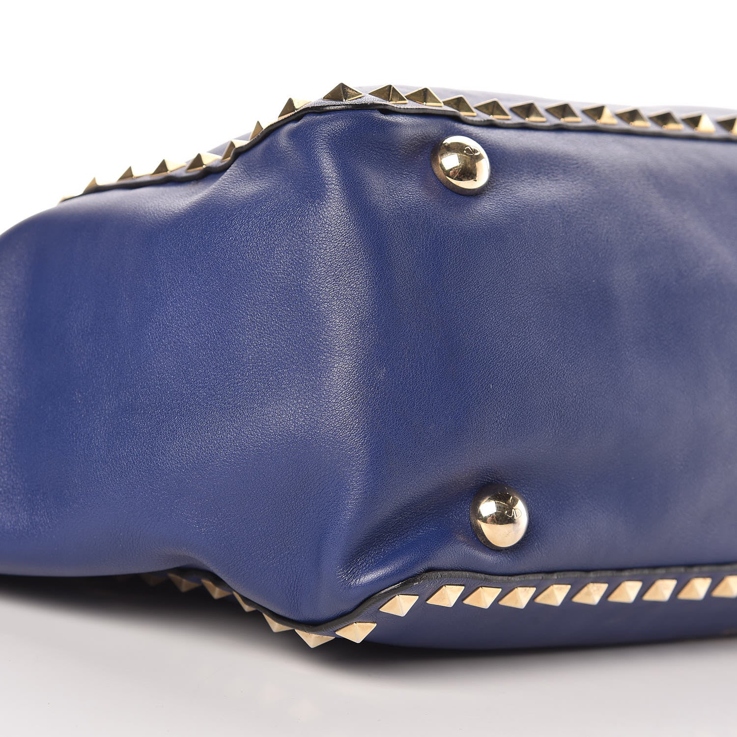 Valentino Garavani Vitello Medium Rockstud Tote Blue China 13 of 18