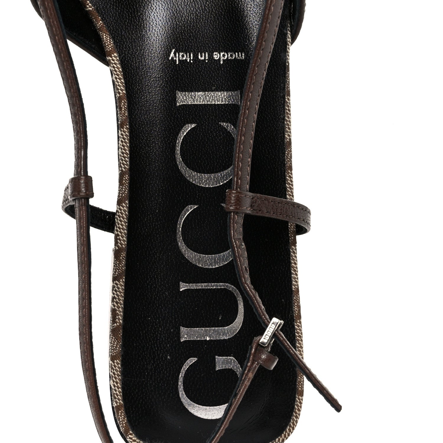Gucci GG Monogram Malaga Kid Square G 35mm Slingback Pumps 39.5 Beige Ebony New Acero 7 of 9