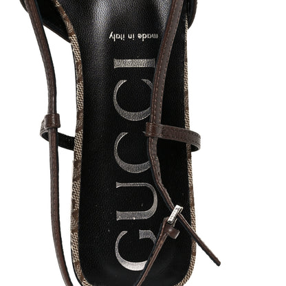 Gucci GG Monogram Malaga Kid Square G 35mm Slingback Pumps 39.5 Beige Ebony New Acero 7 of 9