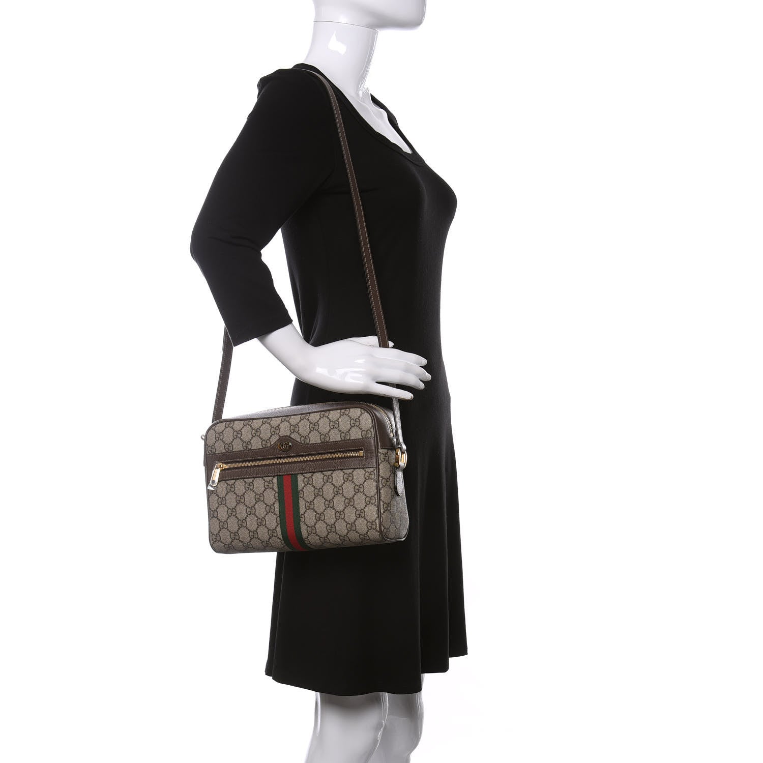 Gucci GG Supreme Monogram Web Small Ophidia Shoulder Bag Brown 2 of 10