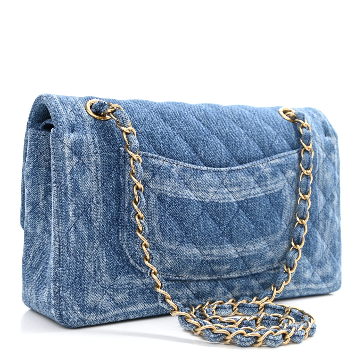 Chanel Denim Quilted Medium Double Flap Blue 3 of 9