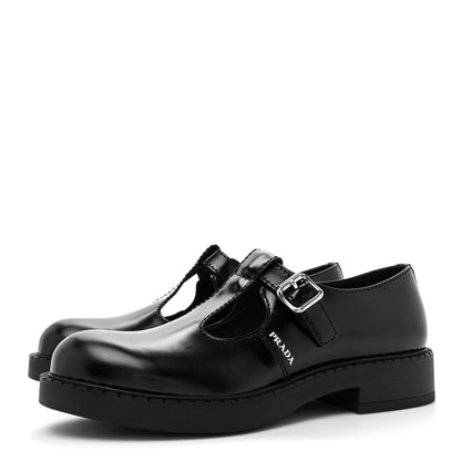 Prada Spazzolato Mary Jane T Strap 40mm Loafers 10.5 Black 3 of 10
