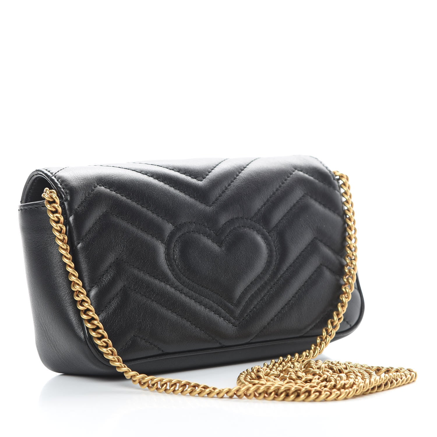 Gucci Calfskin Matelasse Super Mini GG Marmont Shoulder Bag Black 3 of 12