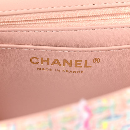 Chanel Tweed Quilted Mini Rectangular Flap Pink Green Orange Purple 6 of 11