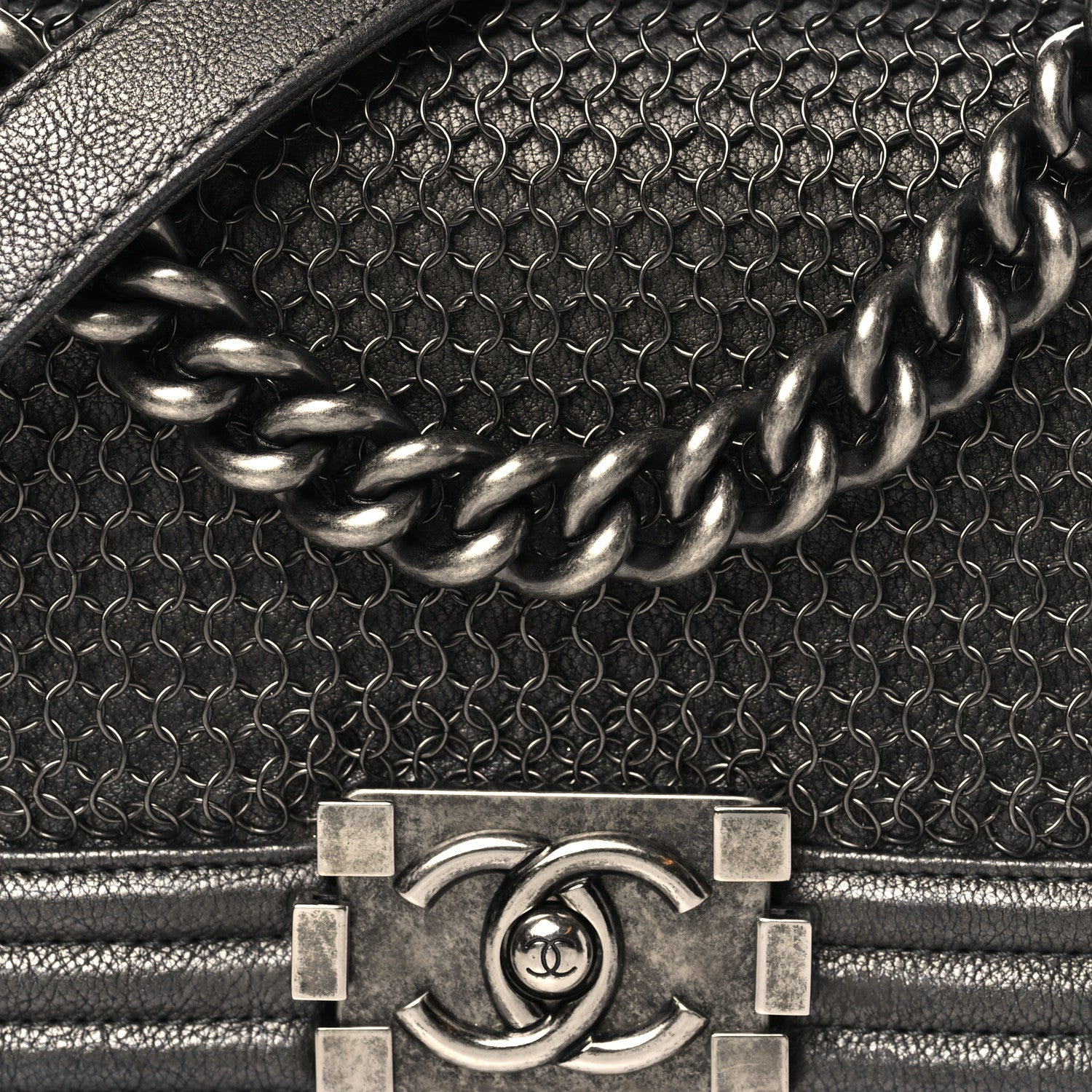Chanel Lambskin Quilted Small Chain Mail Boy Flap Grey 8 of 10