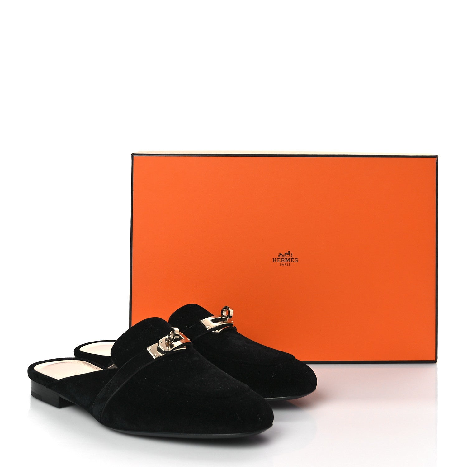 Hermes Velvet Goatskin Oz Mules 37 Black 9 of 9
