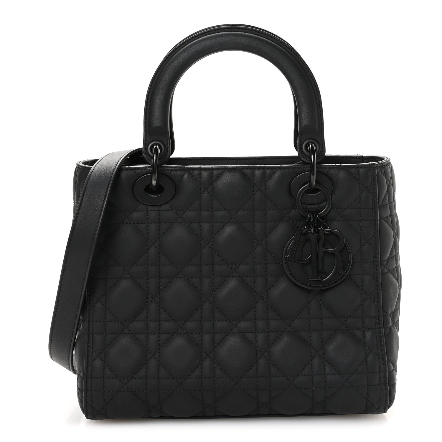 Ultra Matte Calfskin Cannage Medium Lady Dior Black