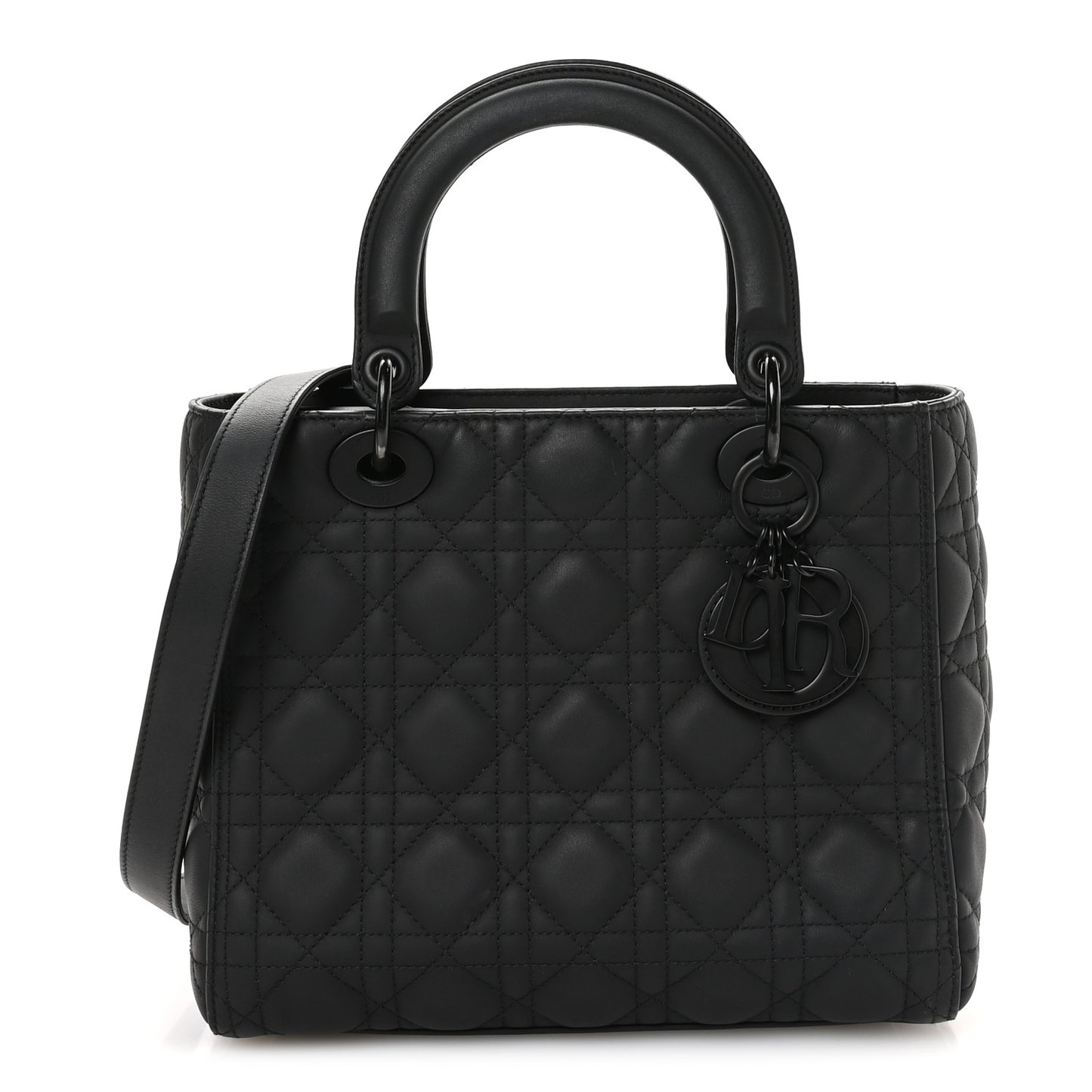 Ultra Matte Calfskin Cannage Medium Lady Dior Black